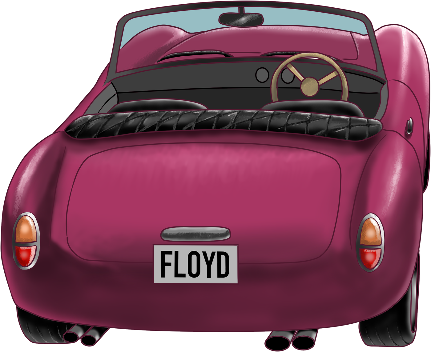 Floyd from behind, showing his FLOYD number plate